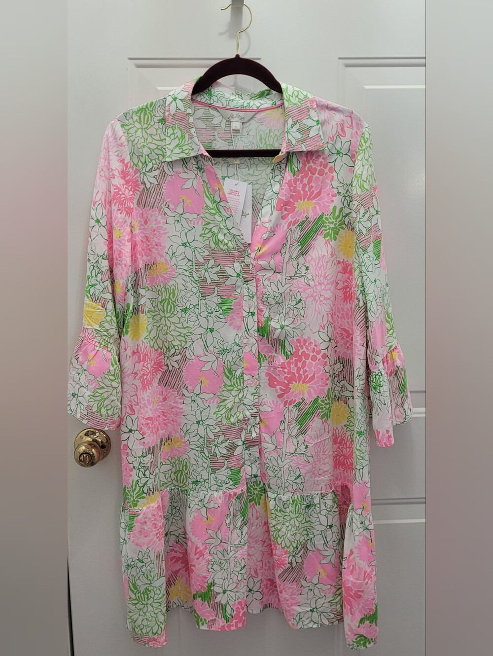 Nwt Lilly Pulitzer Size 12 Rayanna Tunic Dress. Resort White Wih Mum Patch.